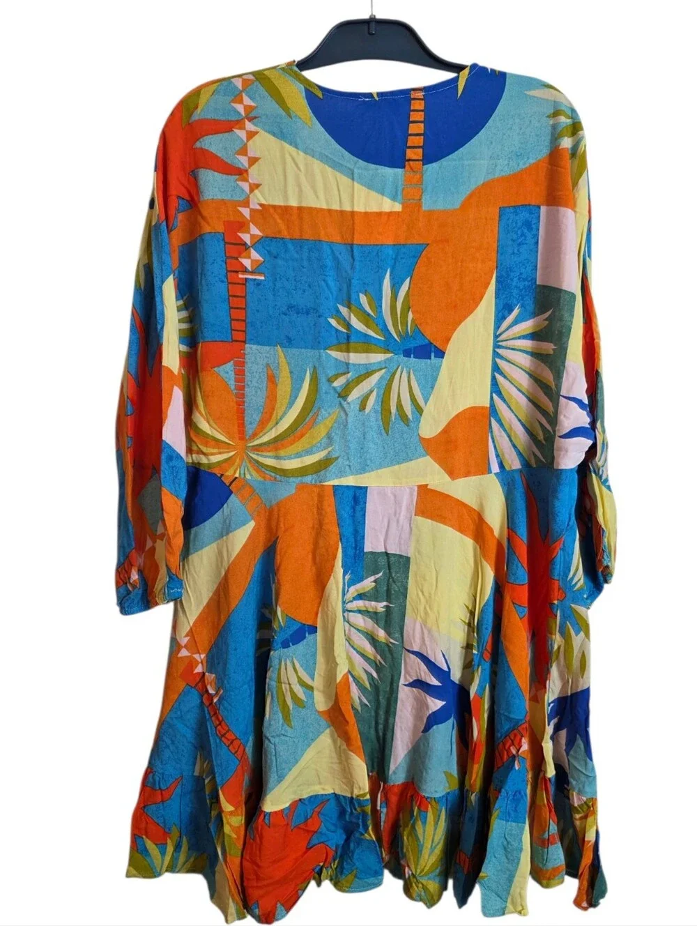 Label of Love Aisha Tropical Palm Print Tiered Mini Dress XL NWT Boho Resort - Picture 3 of 13